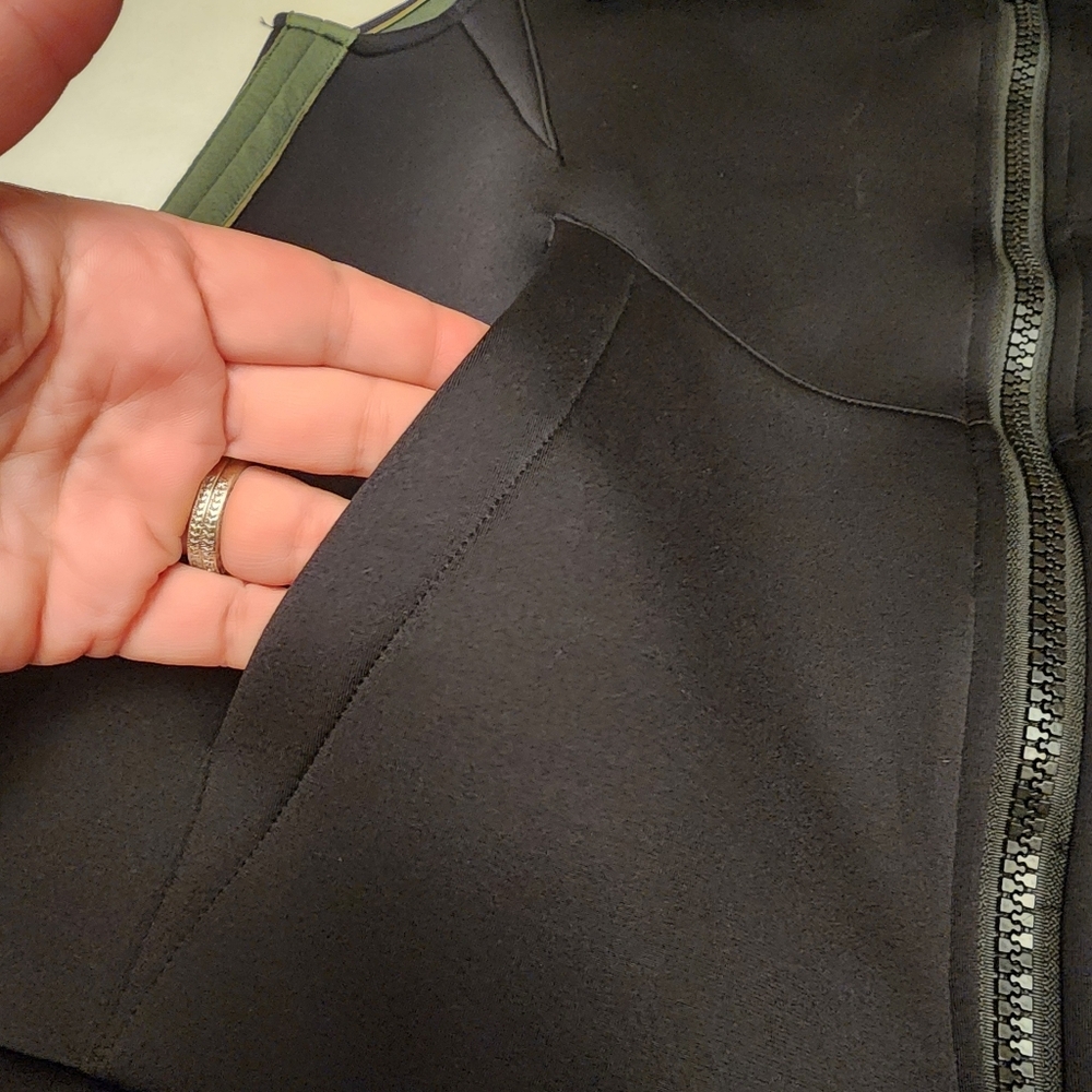 Alala Black Hooded Paneled Zip Vest with Olive Trim - Picture 14 of 16